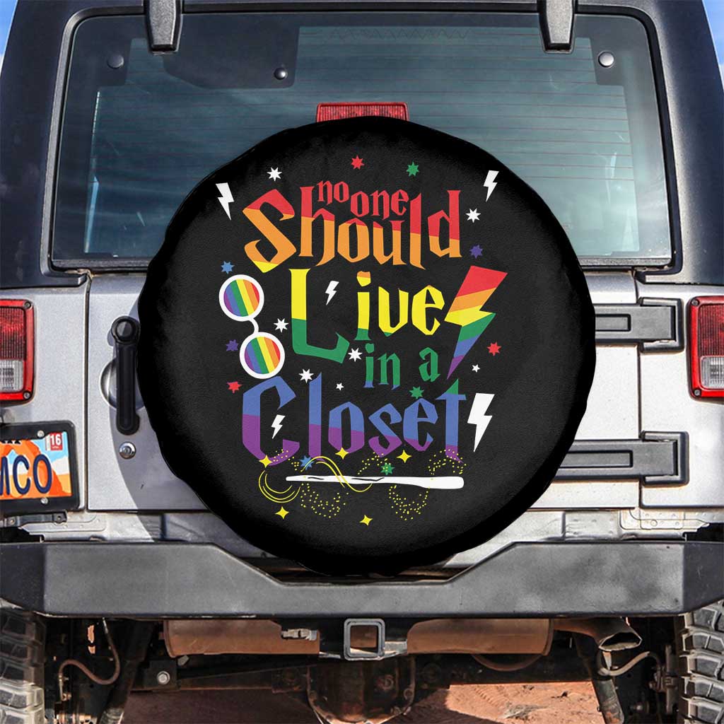 No One Should Live in a Closet Spare Tire Cover LGBTQ+ Pride Empowerment Ally