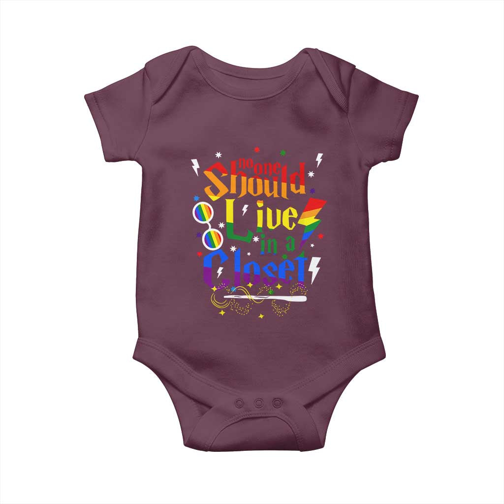 No One Should Live in a Closet Baby Onesie LGBTQ+ Pride Empowerment Ally