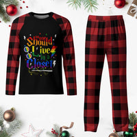 No One Should Live in a Closet Plaid Pajama Set LGBTQ+ Pride Empowerment Ally - Wonder Print Shop