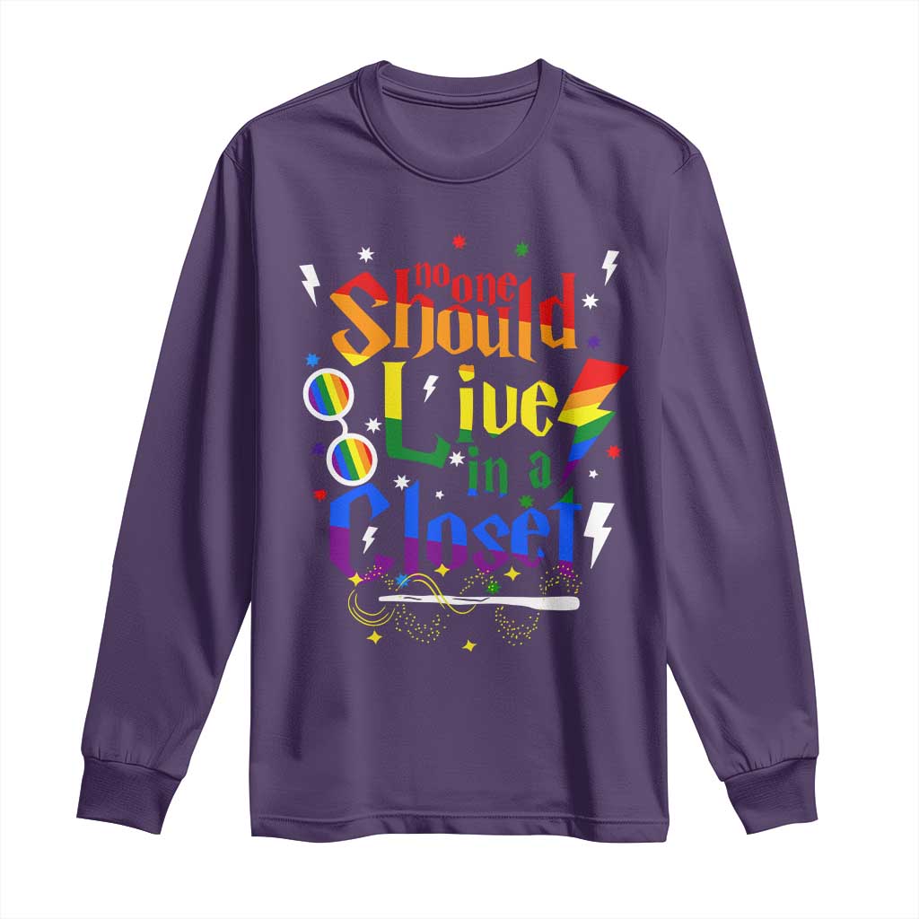 No One Should Live in a Closet Long Sleeve Shirt LGBTQ+ Pride Empowerment Ally