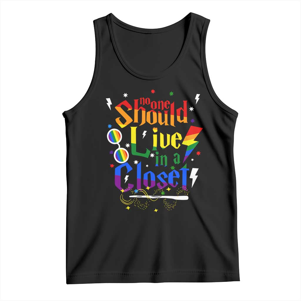 No One Should Live in a Closet Tank Top LGBTQ+ Pride Empowerment Ally