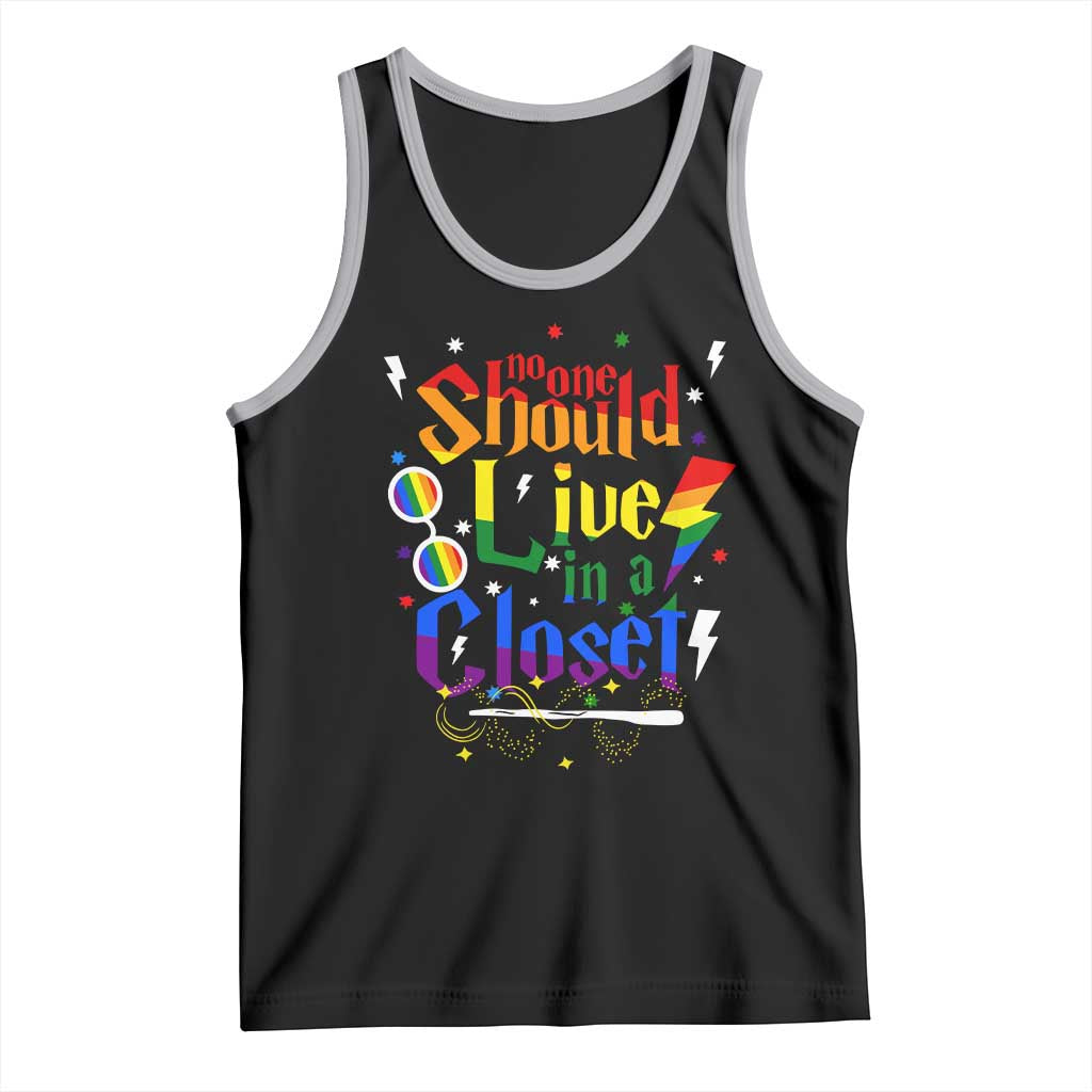 No One Should Live in a Closet Tank Top LGBTQ+ Pride Empowerment Ally
