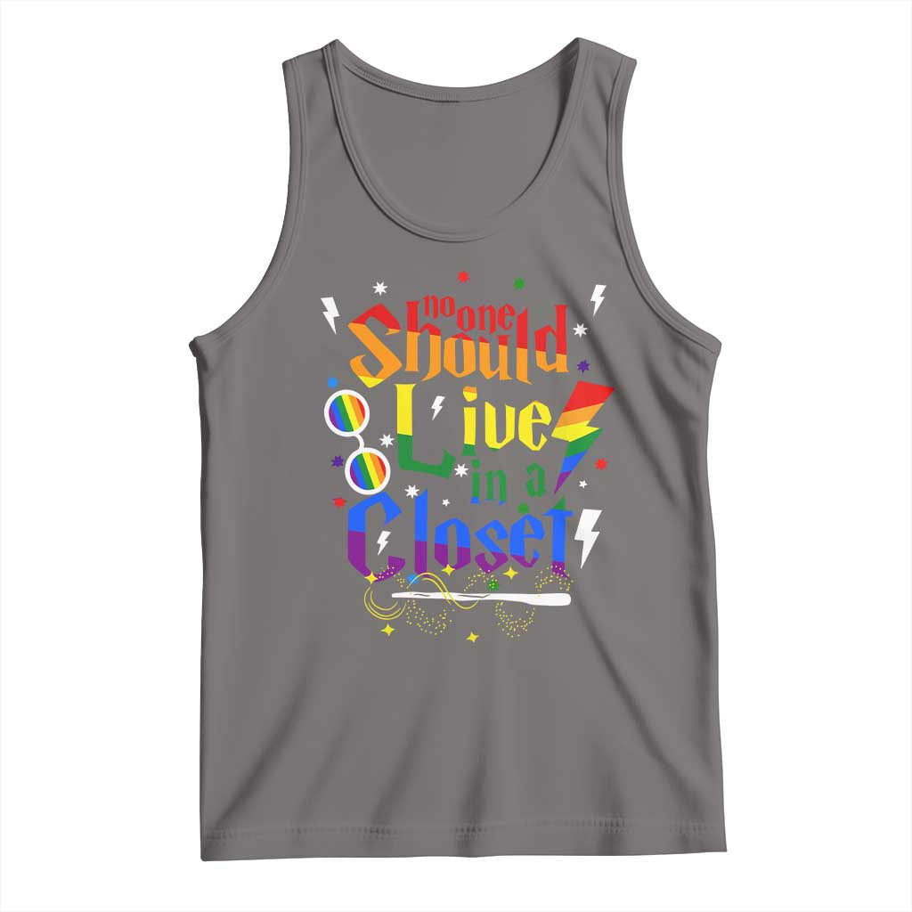 No One Should Live in a Closet Tank Top LGBTQ+ Pride Empowerment Ally