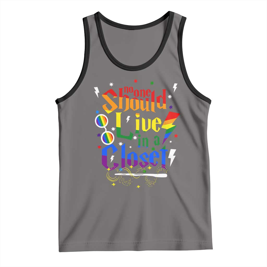 No One Should Live in a Closet Tank Top LGBTQ+ Pride Empowerment Ally