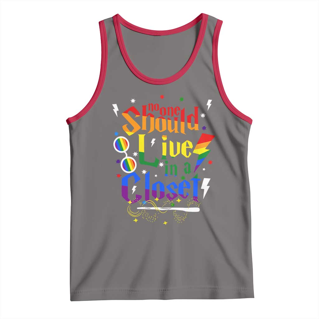 No One Should Live in a Closet Tank Top LGBTQ+ Pride Empowerment Ally