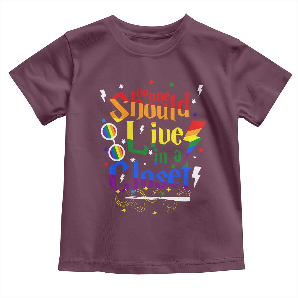 No One Should Live in a Closet Toddler T Shirt LGBTQ+ Pride Empowerment Ally