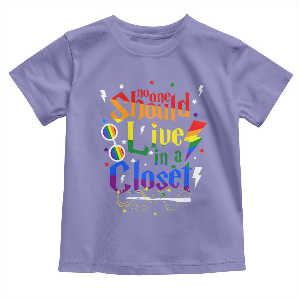 No One Should Live in a Closet Toddler T Shirt LGBTQ+ Pride Empowerment Ally