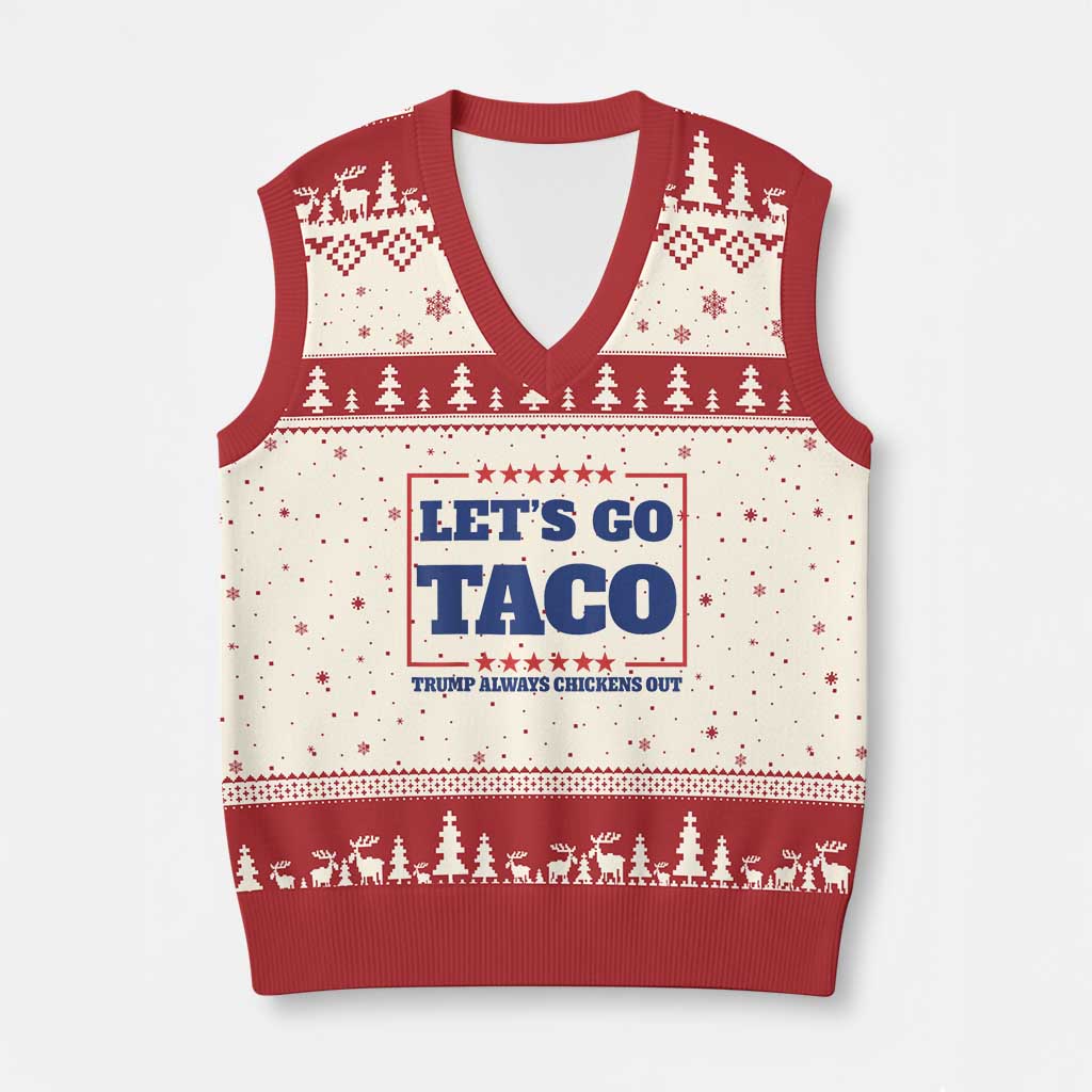 Funny Let's Go Taco V-Neck Knit Sweater Vest Tacos for President Humor - Wonder Print Shop