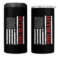 Funny Let's Go Taco 4 in 1 Can Cooler Tumbler Stars and Stripes Political Satire