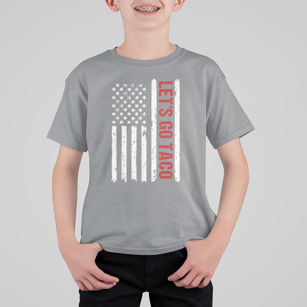 Funny Let's Go Taco T Shirt For Kid Stars and Stripes Political Satire