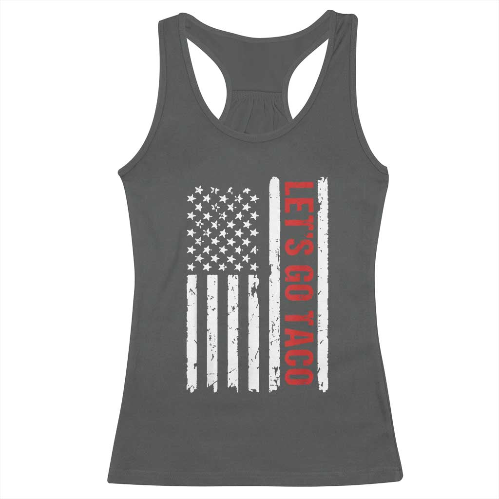 Funny Let's Go Taco Racerback Tank Top Stars and Stripes Political Satire