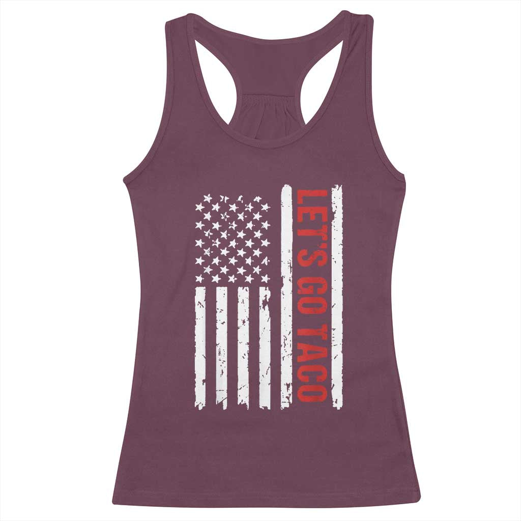 Funny Let's Go Taco Racerback Tank Top Stars and Stripes Political Satire