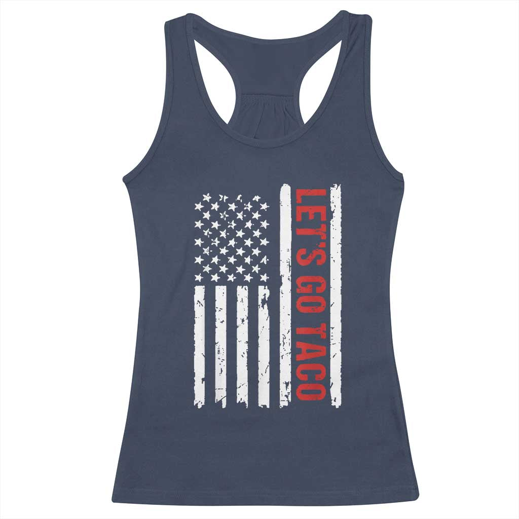 Funny Let's Go Taco Racerback Tank Top Stars and Stripes Political Satire