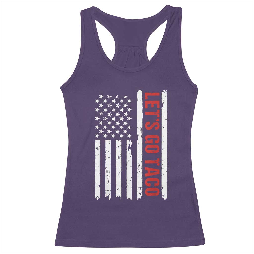 Funny Let's Go Taco Racerback Tank Top Stars and Stripes Political Satire