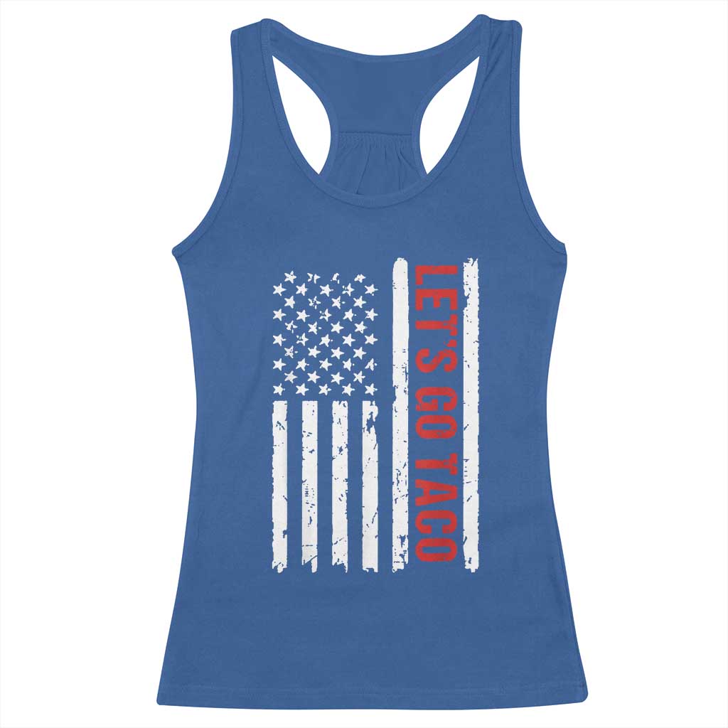 Funny Let's Go Taco Racerback Tank Top Stars and Stripes Political Satire
