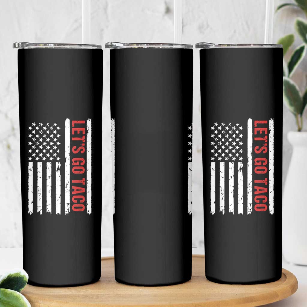 Funny Let's Go Taco Skinny Tumbler Stars and Stripes Political Satire