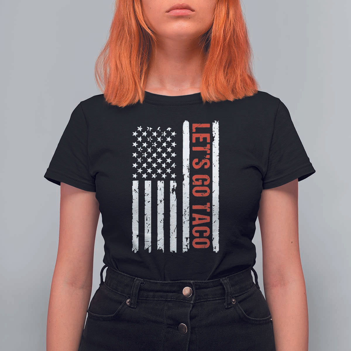 Funny Let's Go Taco T Shirt For Women Stars and Stripes Political Satire