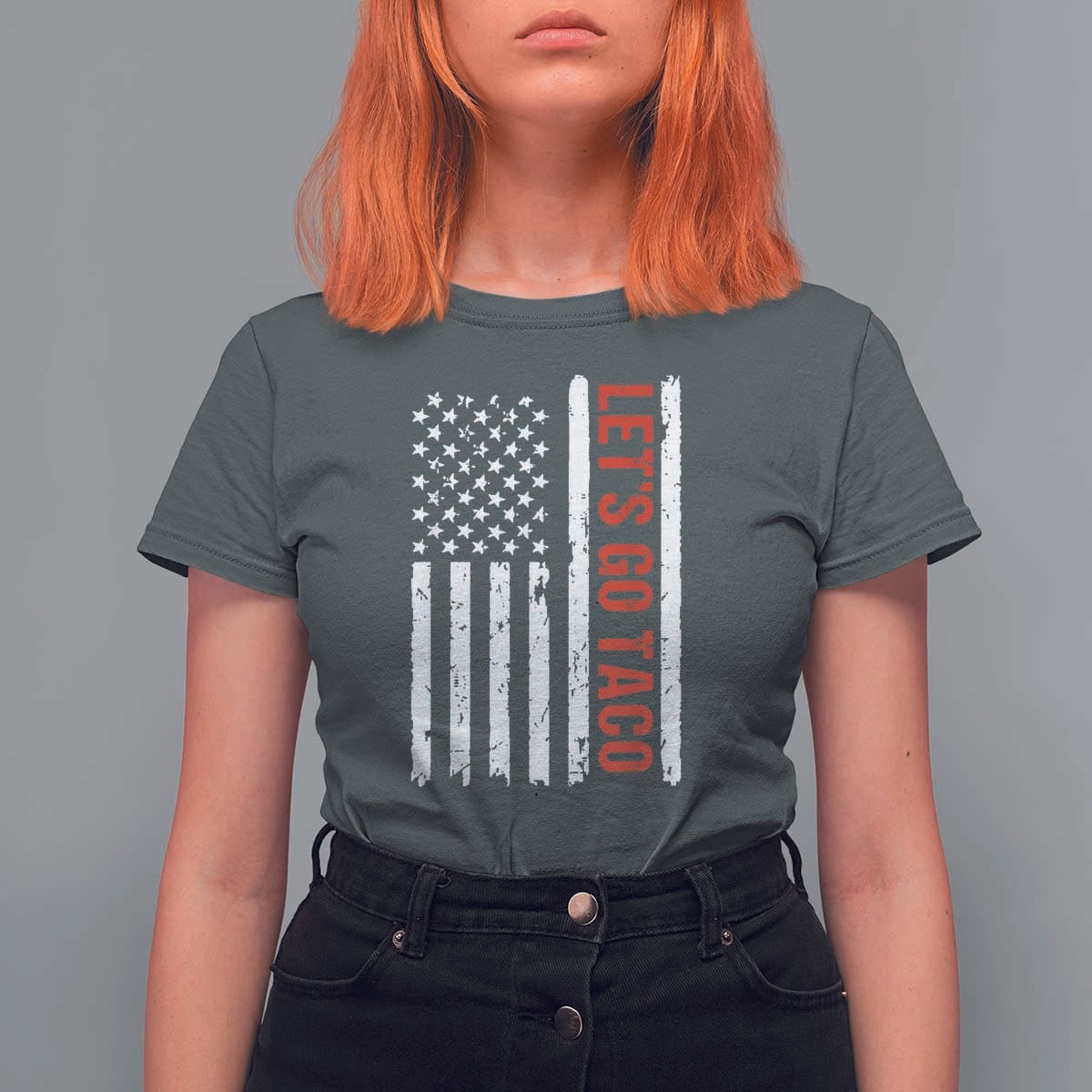 Funny Let's Go Taco T Shirt For Women Stars and Stripes Political Satire