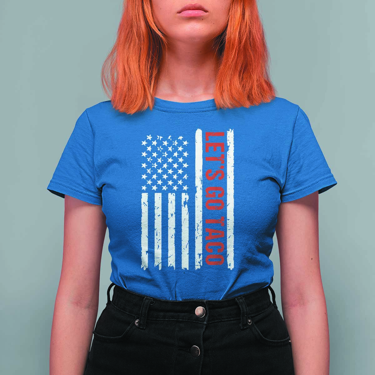 Funny Let's Go Taco T Shirt For Women Stars and Stripes Political Satire