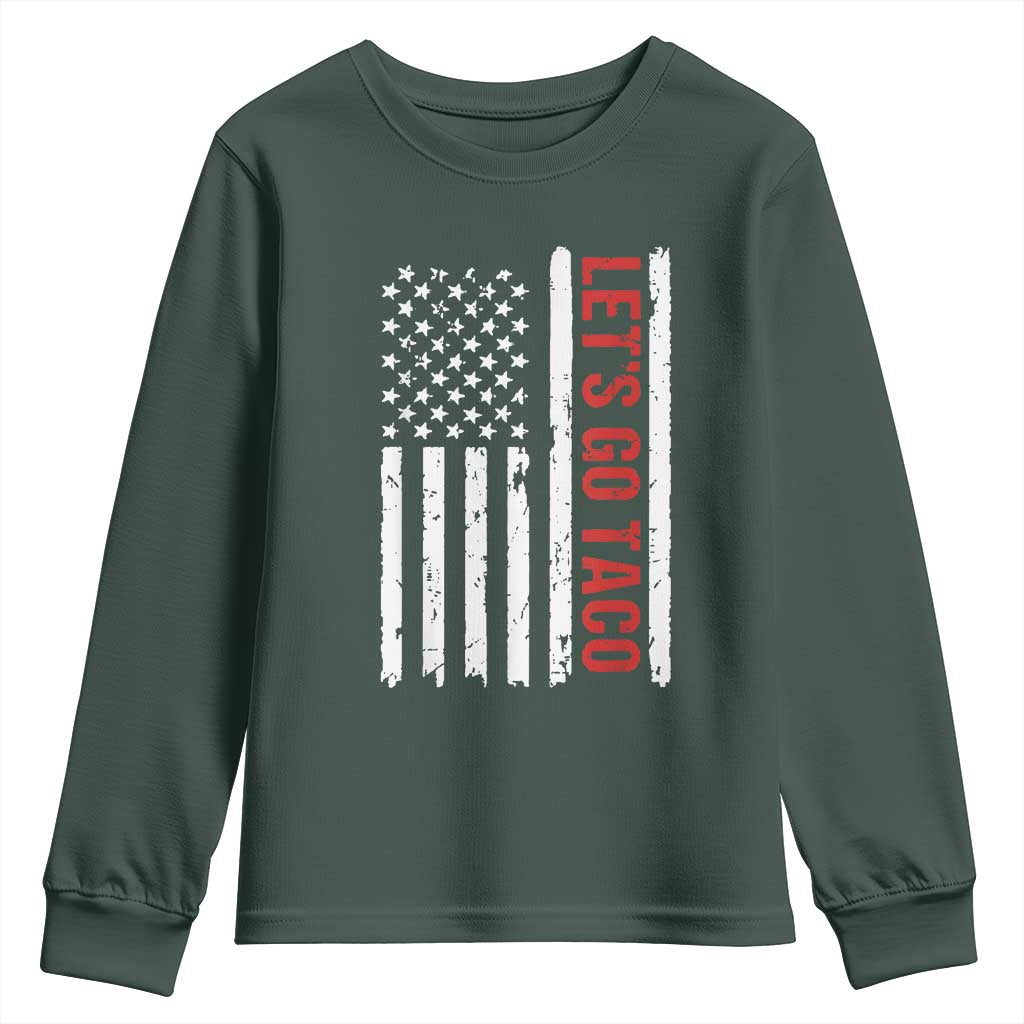 Funny Let's Go Taco Youth Sweatshirt Stars and Stripes Political Satire