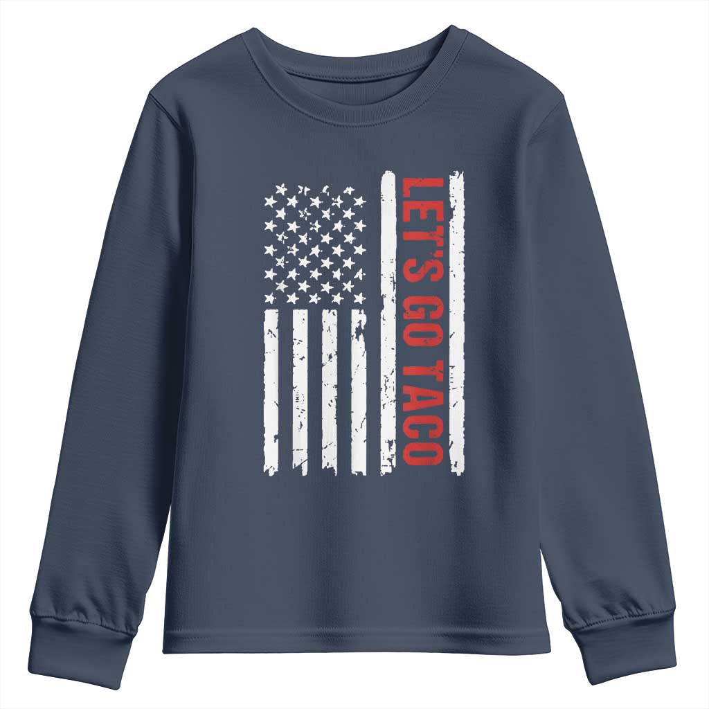 Funny Let's Go Taco Youth Sweatshirt Stars and Stripes Political Satire