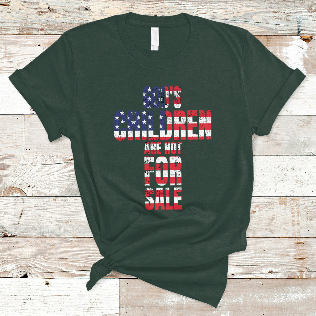 End Human Trafficking T Shirt God's Children Are Not For Sale Christian Jesus American Flag - Wonder Print Shop