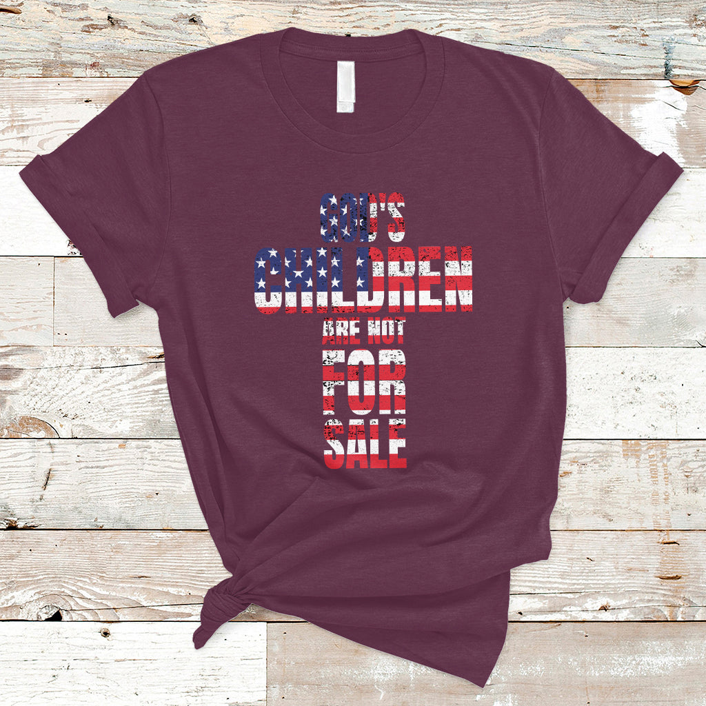 End Human Trafficking T Shirt God's Children Are Not For Sale Christian Jesus American Flag - Wonder Print Shop