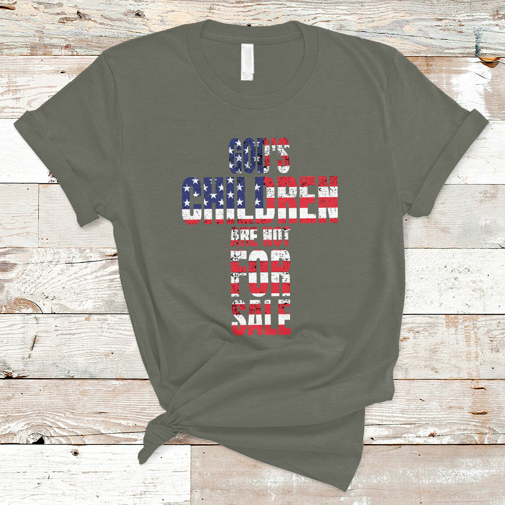 End Human Trafficking T Shirt God's Children Are Not For Sale Christian Jesus American Flag - Wonder Print Shop