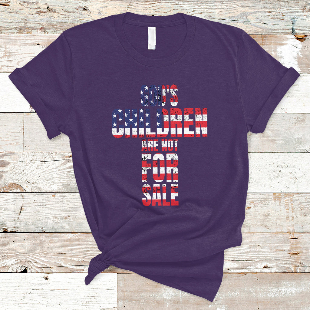 End Human Trafficking T Shirt God's Children Are Not For Sale Christian Jesus American Flag - Wonder Print Shop