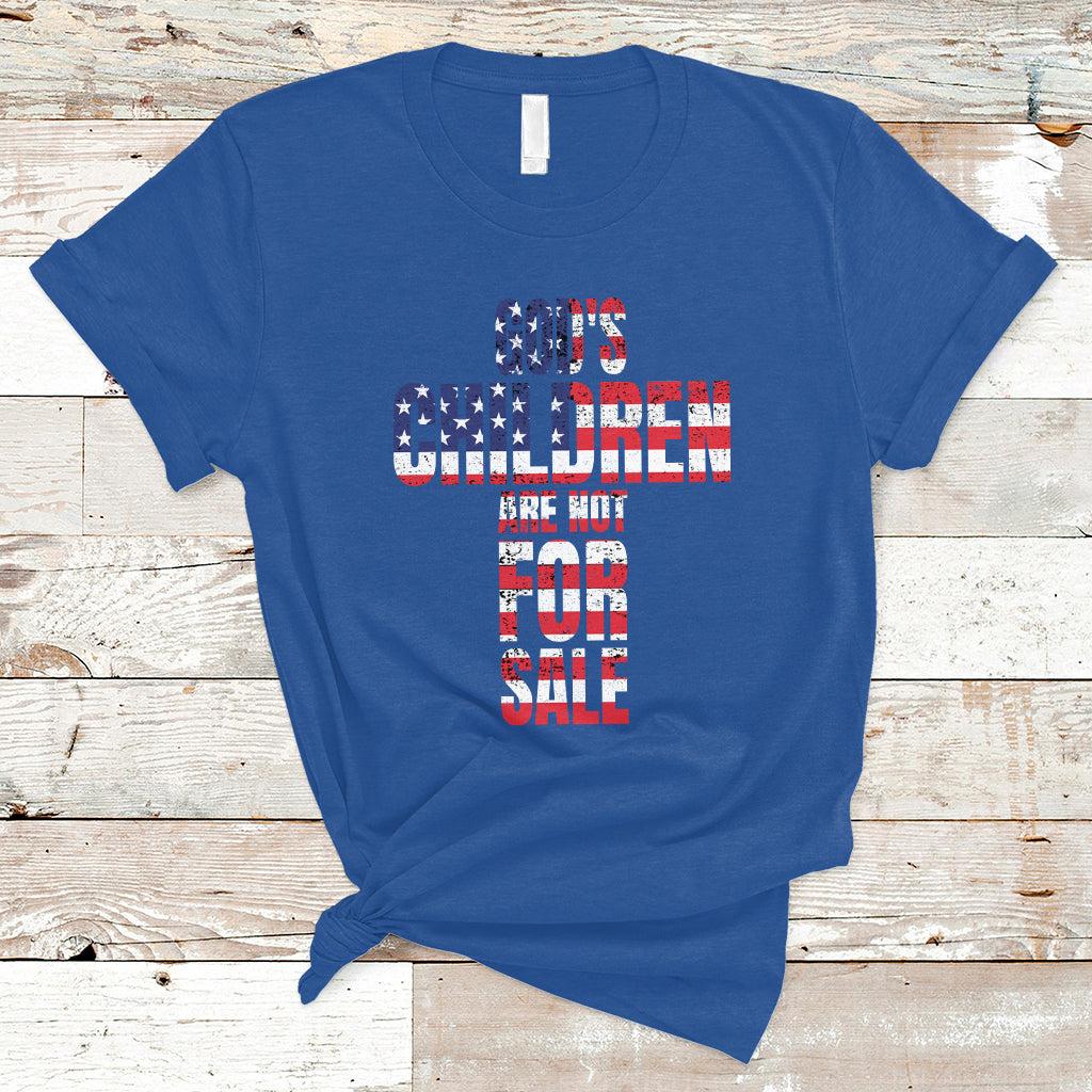 End Human Trafficking T Shirt God's Children Are Not For Sale Christian Jesus American Flag - Wonder Print Shop