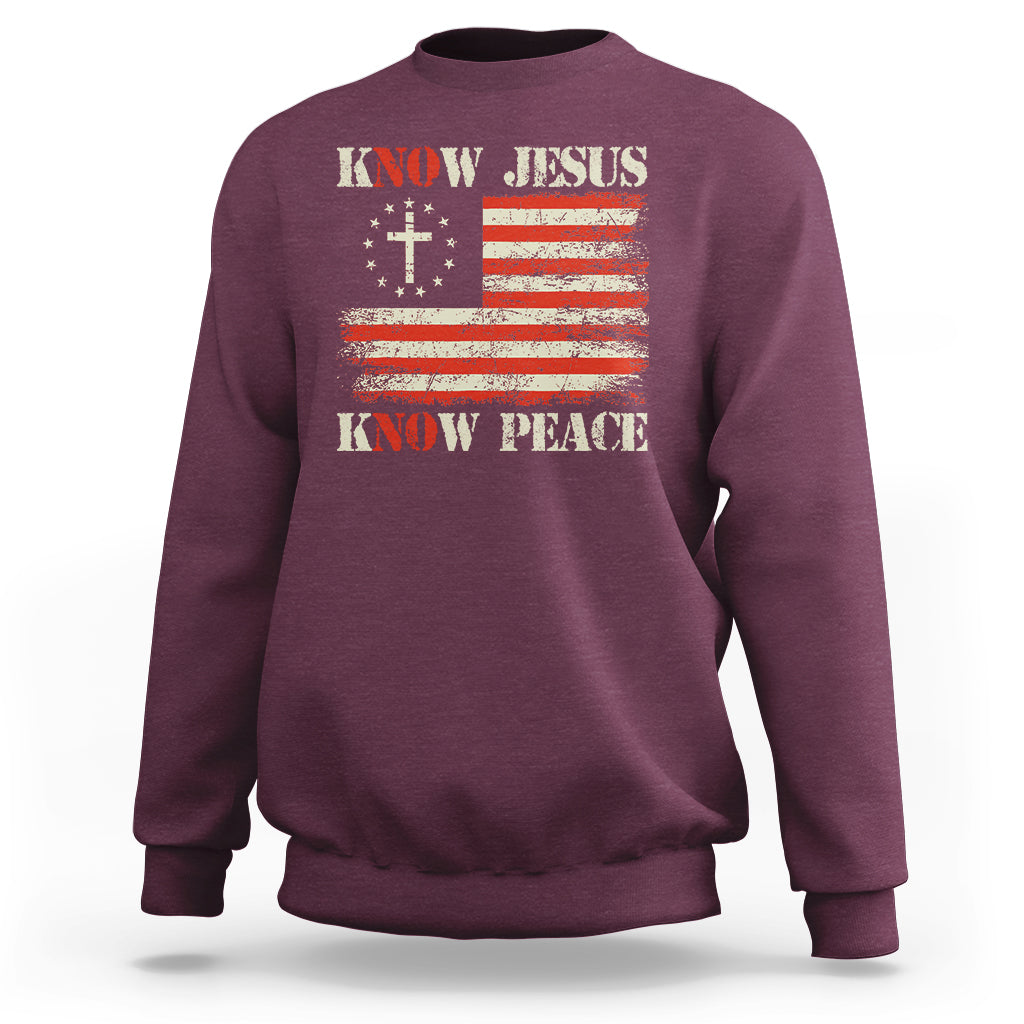 Know Jesus Know Peace Sweatshirt No Jesus No Peace Bible American Flag - Wonder Print Shop