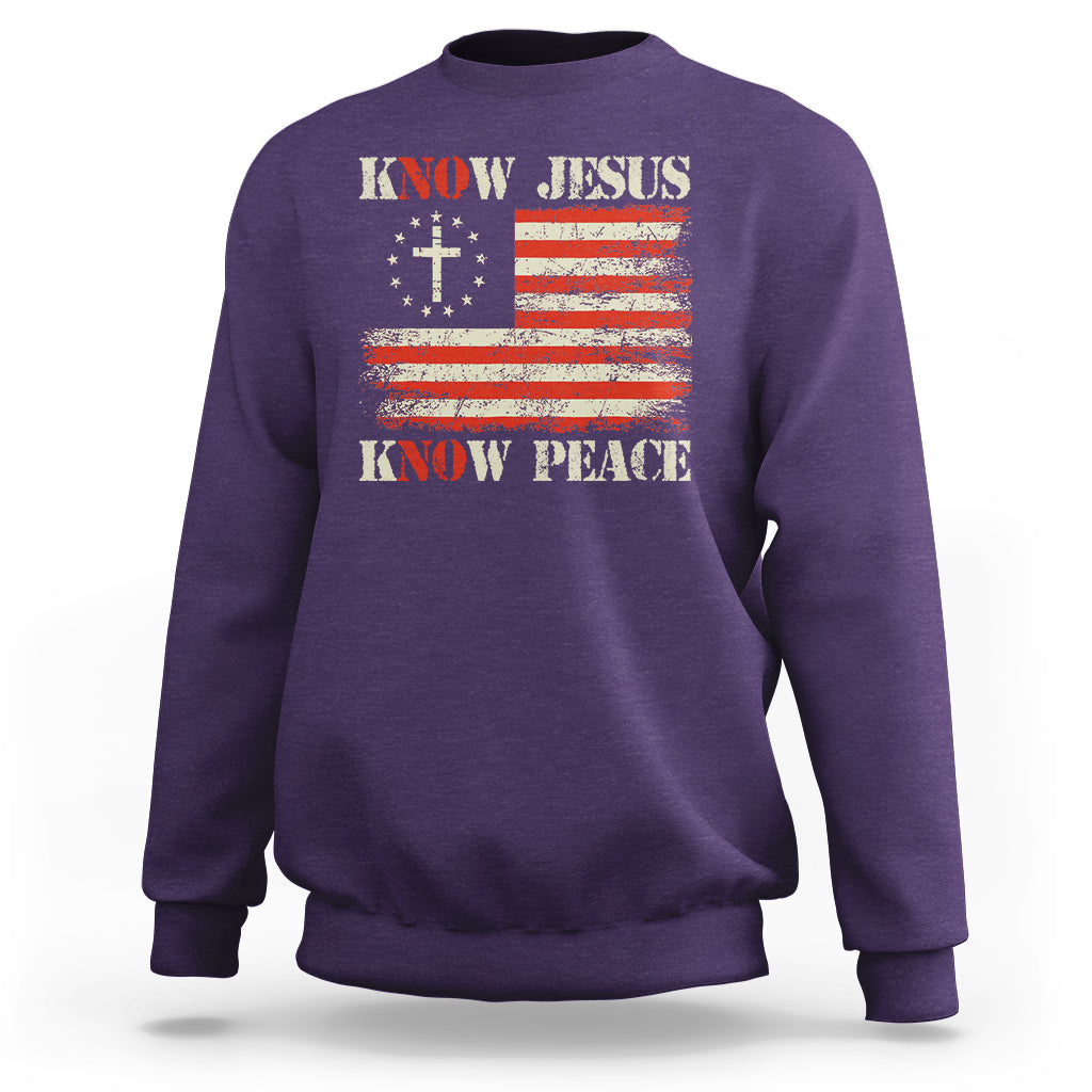 Know Jesus Know Peace Sweatshirt No Jesus No Peace Bible American Flag - Wonder Print Shop