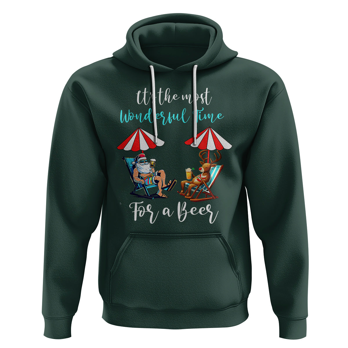 Funny Christmas in July Drinking Hoodie It's The Most Wonderful Time For A Beer - Wonder Print Shop