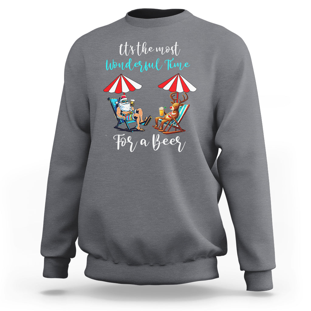 Funny Christmas in July Drinking Sweatshirt It's The Most Wonderful Time For A Beer - Wonder Print Shop