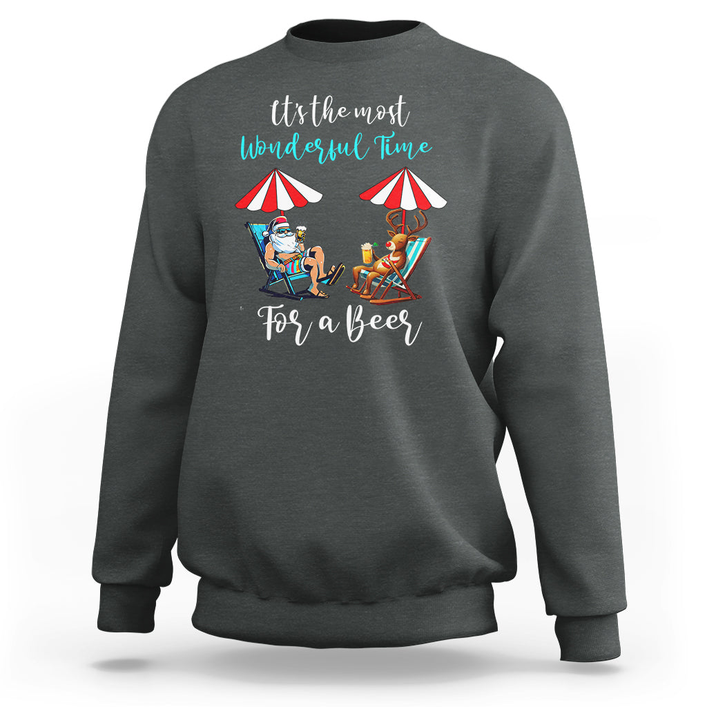Funny Christmas in July Drinking Sweatshirt It's The Most Wonderful Time For A Beer - Wonder Print Shop