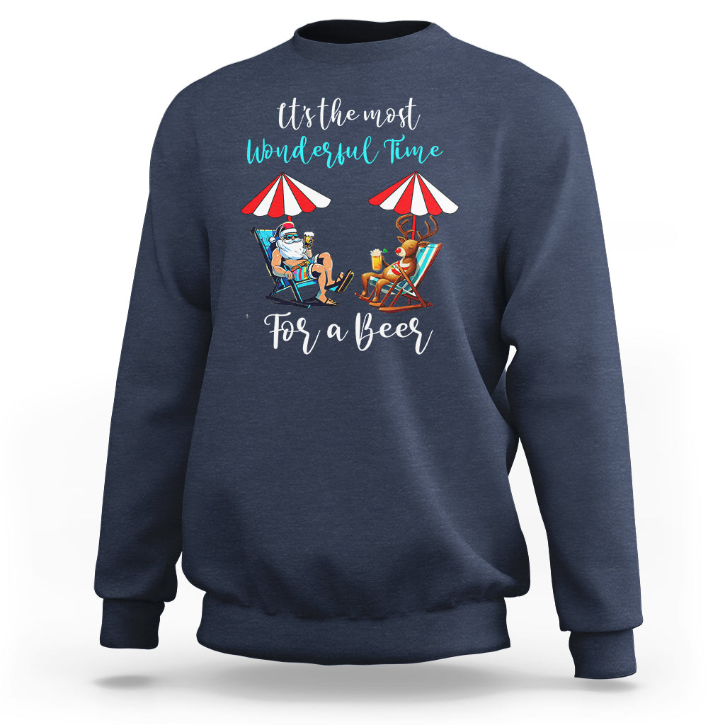 Funny Christmas in July Drinking Sweatshirt It's The Most Wonderful Time For A Beer - Wonder Print Shop