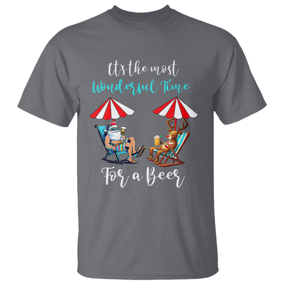Funny Christmas in July Drinking T Shirt It's The Most Wonderful Time For A Beer - Wonder Print Shop