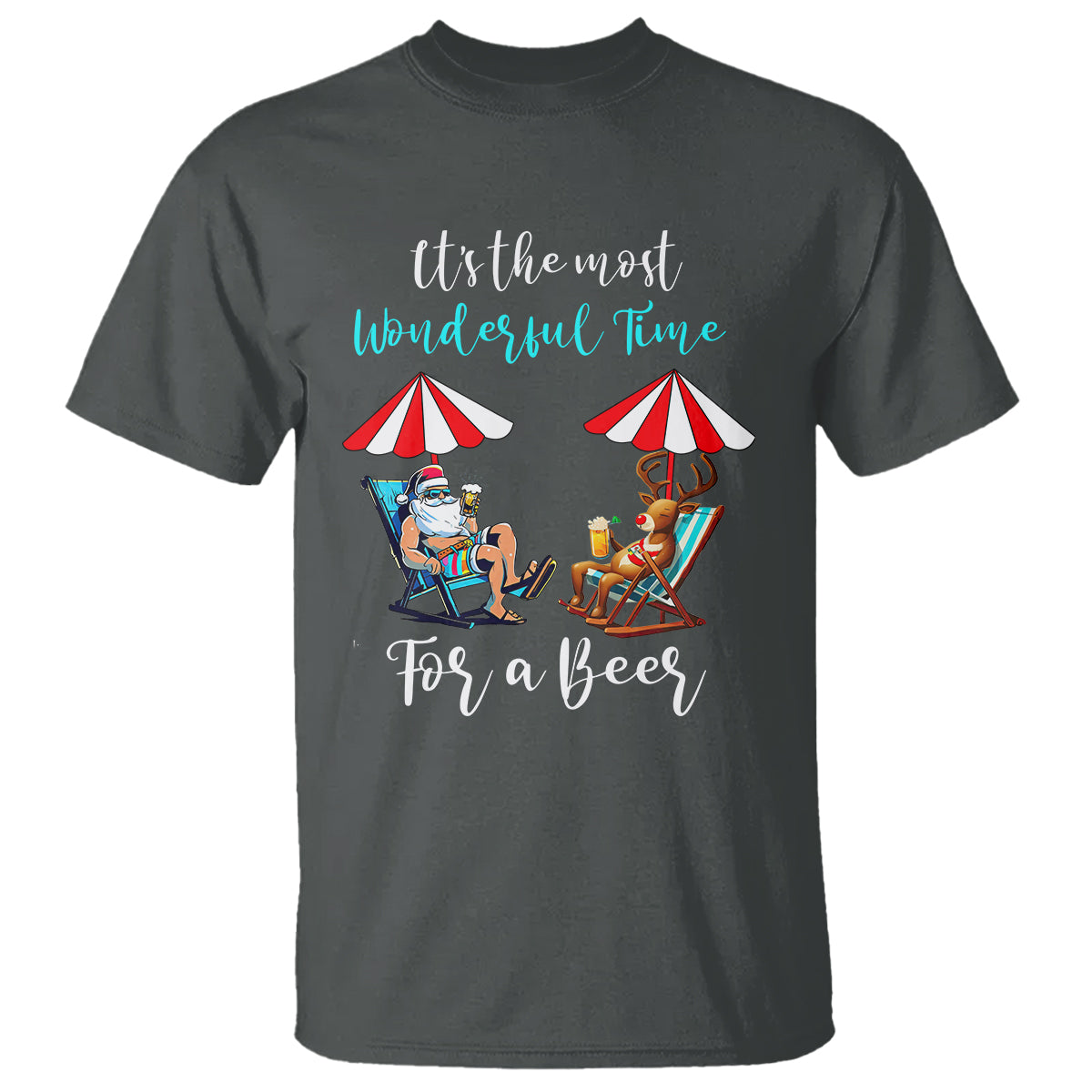 Funny Christmas in July Drinking T Shirt It's The Most Wonderful Time For A Beer - Wonder Print Shop