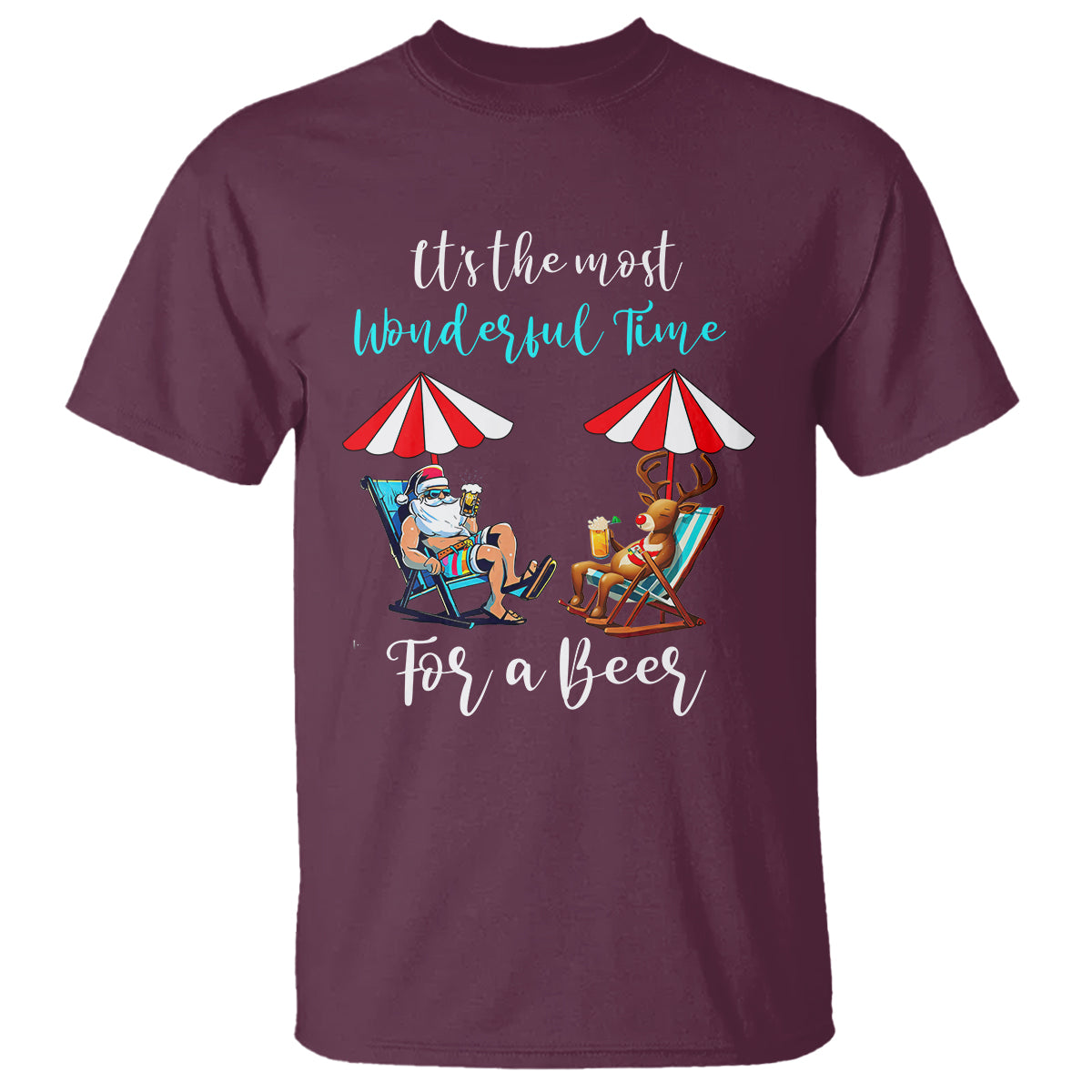 Funny Christmas in July Drinking T Shirt It's The Most Wonderful Time For A Beer - Wonder Print Shop