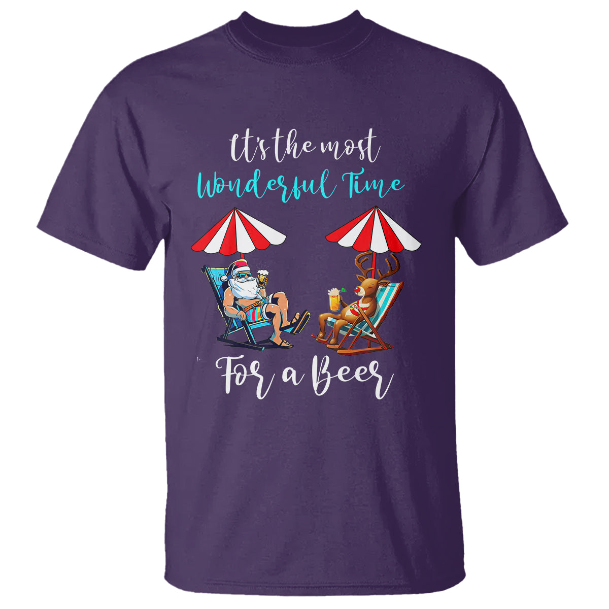 Funny Christmas in July Drinking T Shirt It's The Most Wonderful Time For A Beer - Wonder Print Shop