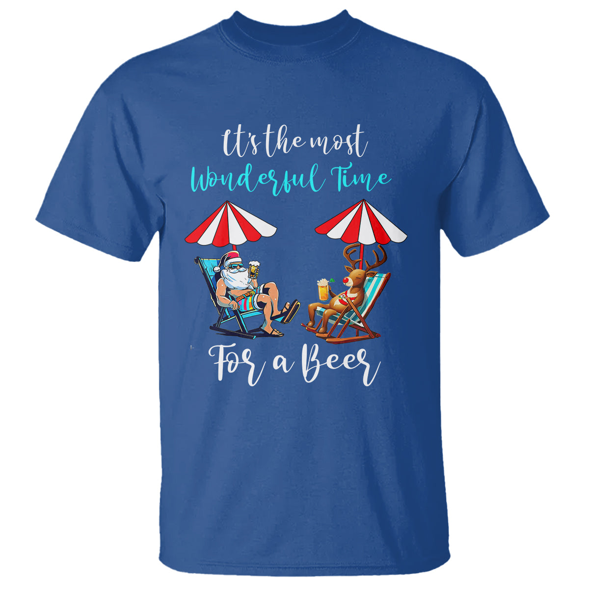 Funny Christmas in July Drinking T Shirt It's The Most Wonderful Time For A Beer - Wonder Print Shop
