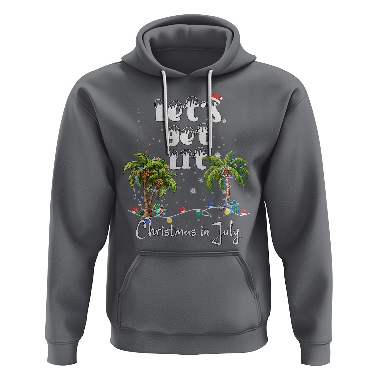 Let's Get Lit Chrismast In July Hoodie Xmas Lights Palm Tree Decoration - Wonder Print Shop