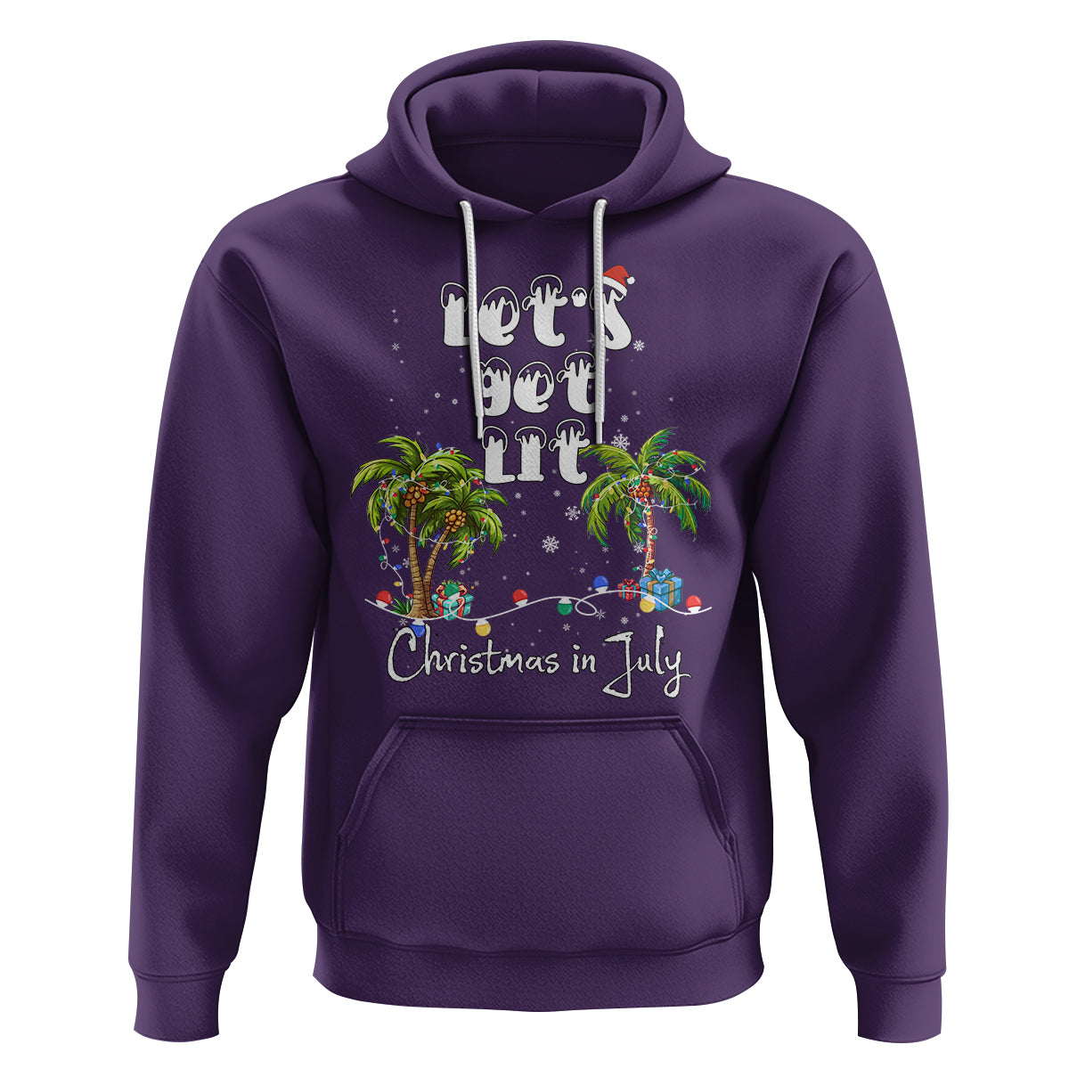 Let's Get Lit Chrismast In July Hoodie Xmas Lights Palm Tree Decoration - Wonder Print Shop