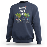Let's Get Lit Chrismast In July Sweatshirt Xmas Lights Palm Tree Decoration - Wonder Print Shop