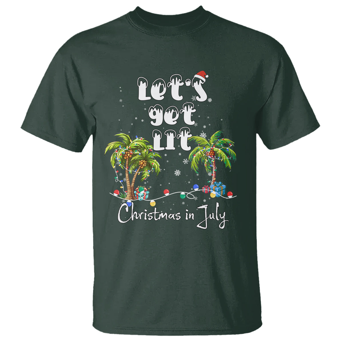 Let's Get Lit Chrismast In July T Shirt Xmas Lights Palm Tree Decoration - Wonder Print Shop