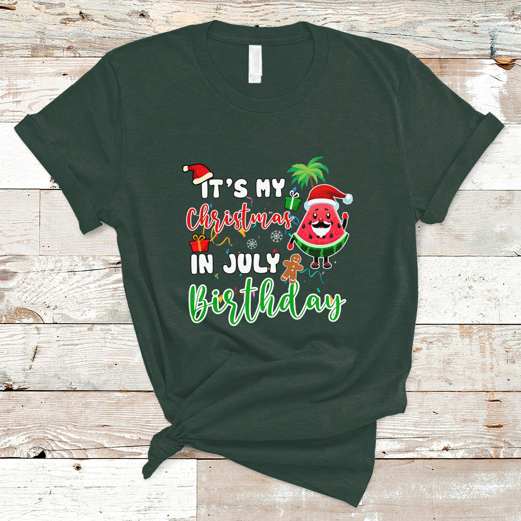 Christmas in July T Shirt Its My Christmas In July Birthday Santa Xmas Summer Vacation - Wonder Print Shop