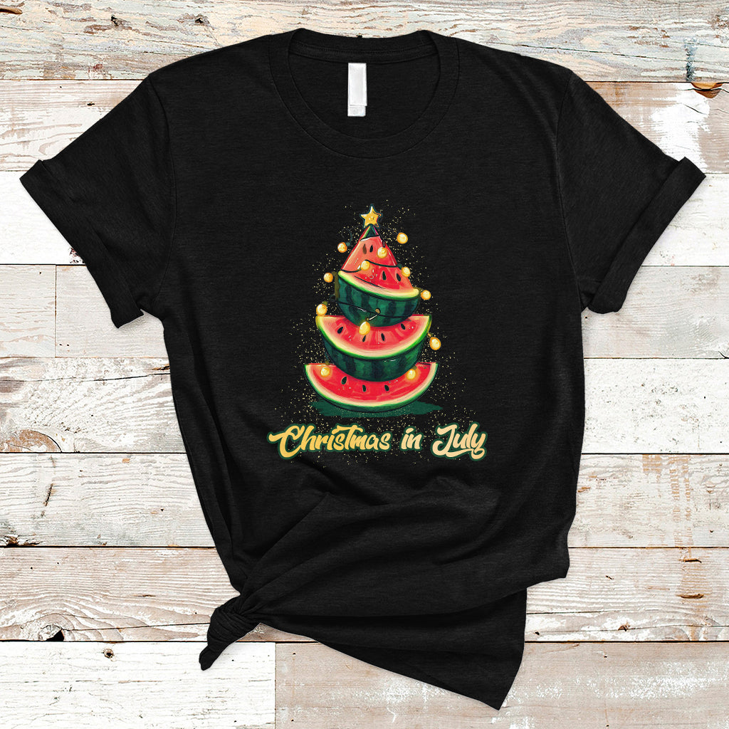 Christmas in July T Shirt Christmas In July Watermelon Xmas Tree Funny Summer Vacation - Wonder Print Shop
