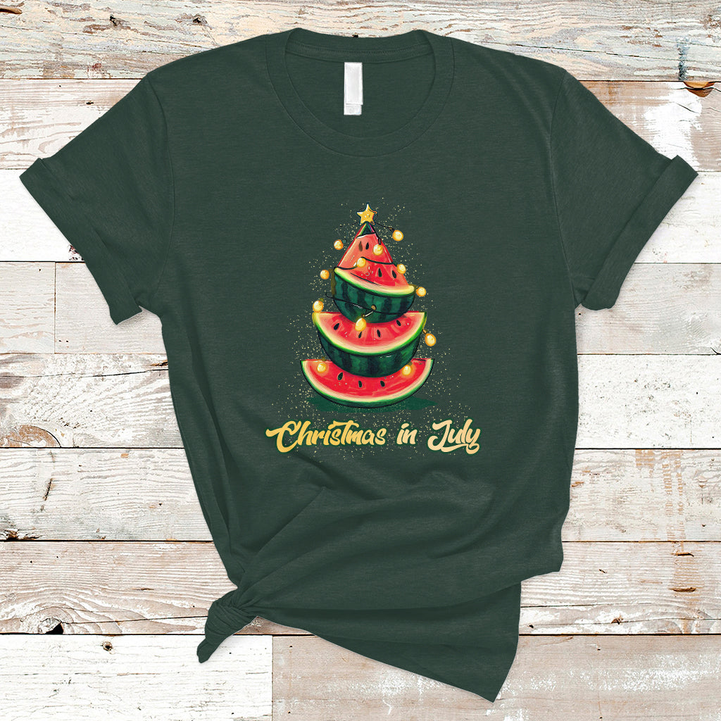 Christmas in July T Shirt Christmas In July Watermelon Xmas Tree Funny Summer Vacation - Wonder Print Shop