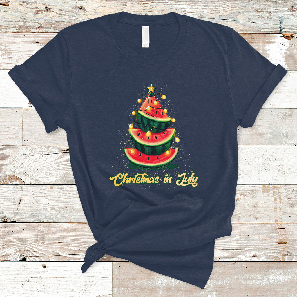 Christmas in July T Shirt Christmas In July Watermelon Xmas Tree Funny Summer Vacation - Wonder Print Shop