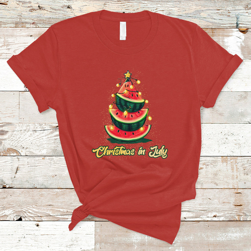 Christmas in July T Shirt Christmas In July Watermelon Xmas Tree Funny Summer Vacation - Wonder Print Shop